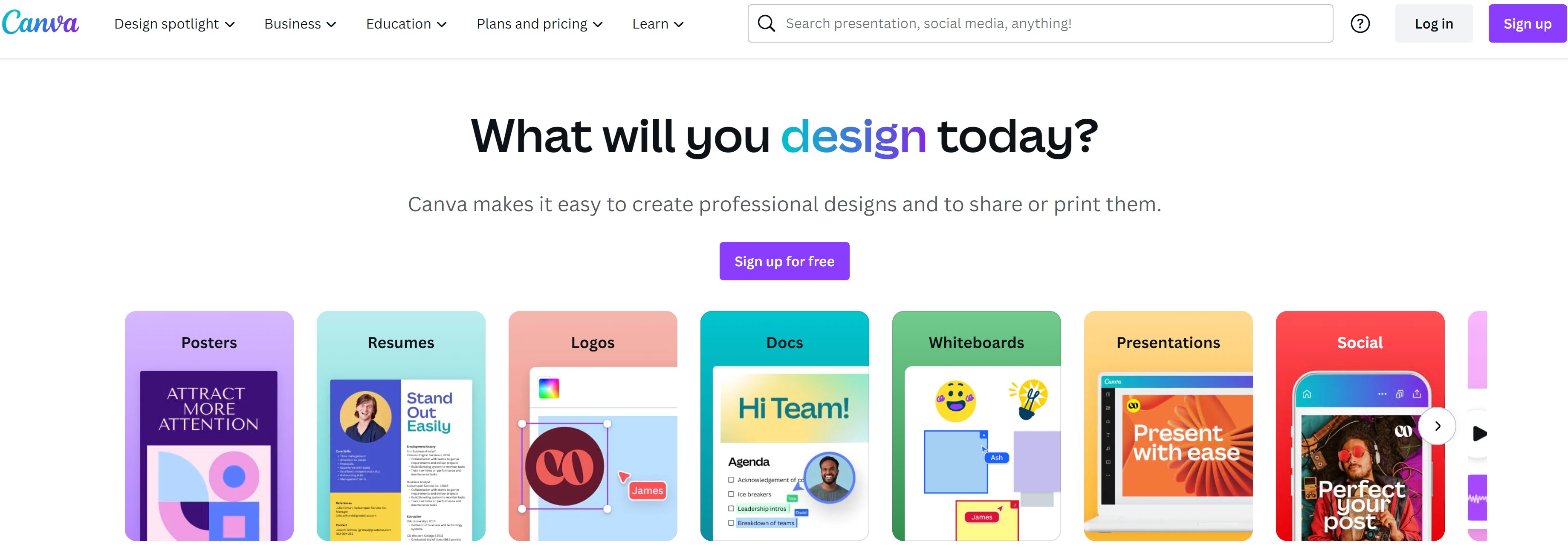canva homepage